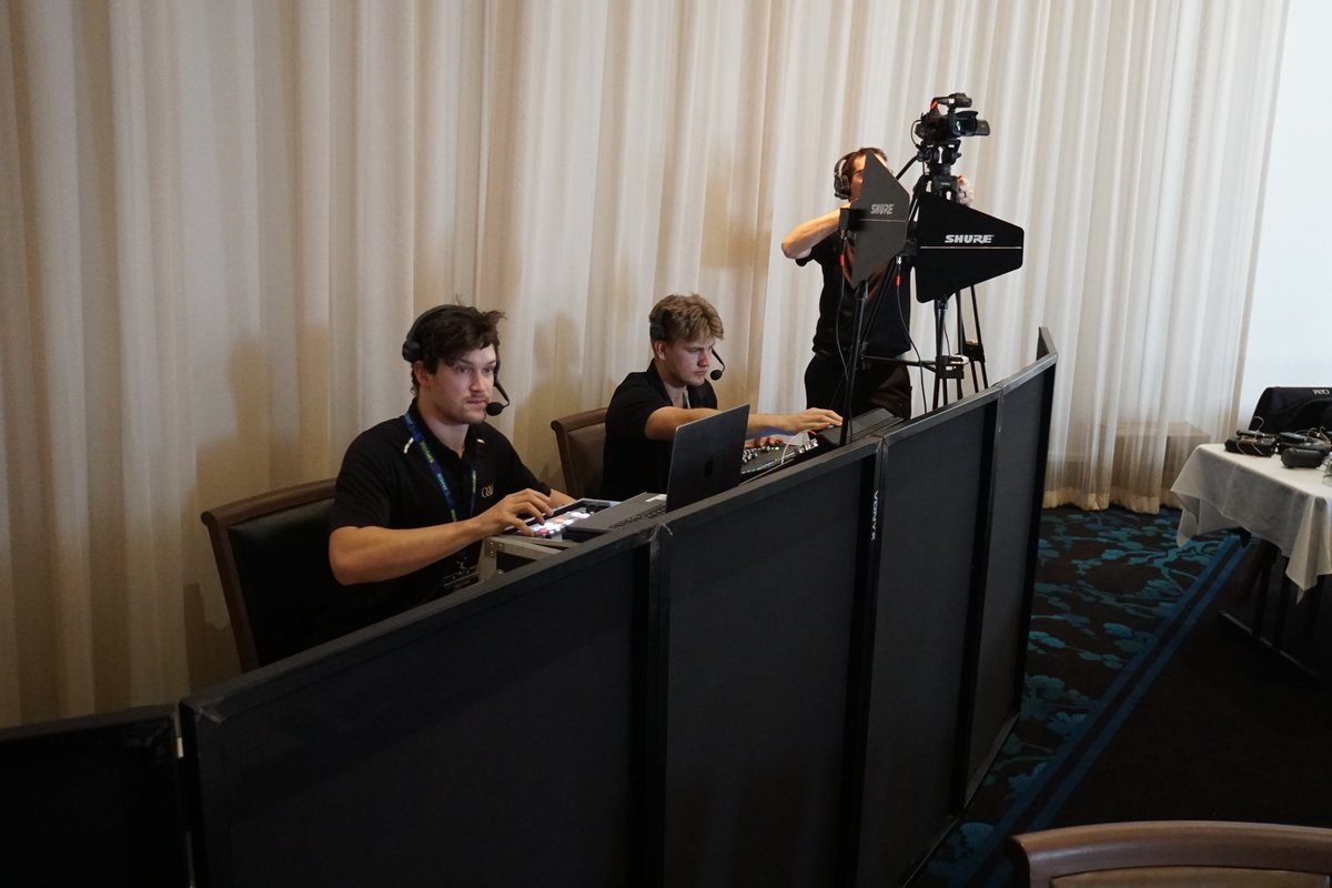 Three G&M AV technicians running audio, vision and camera from the production desk